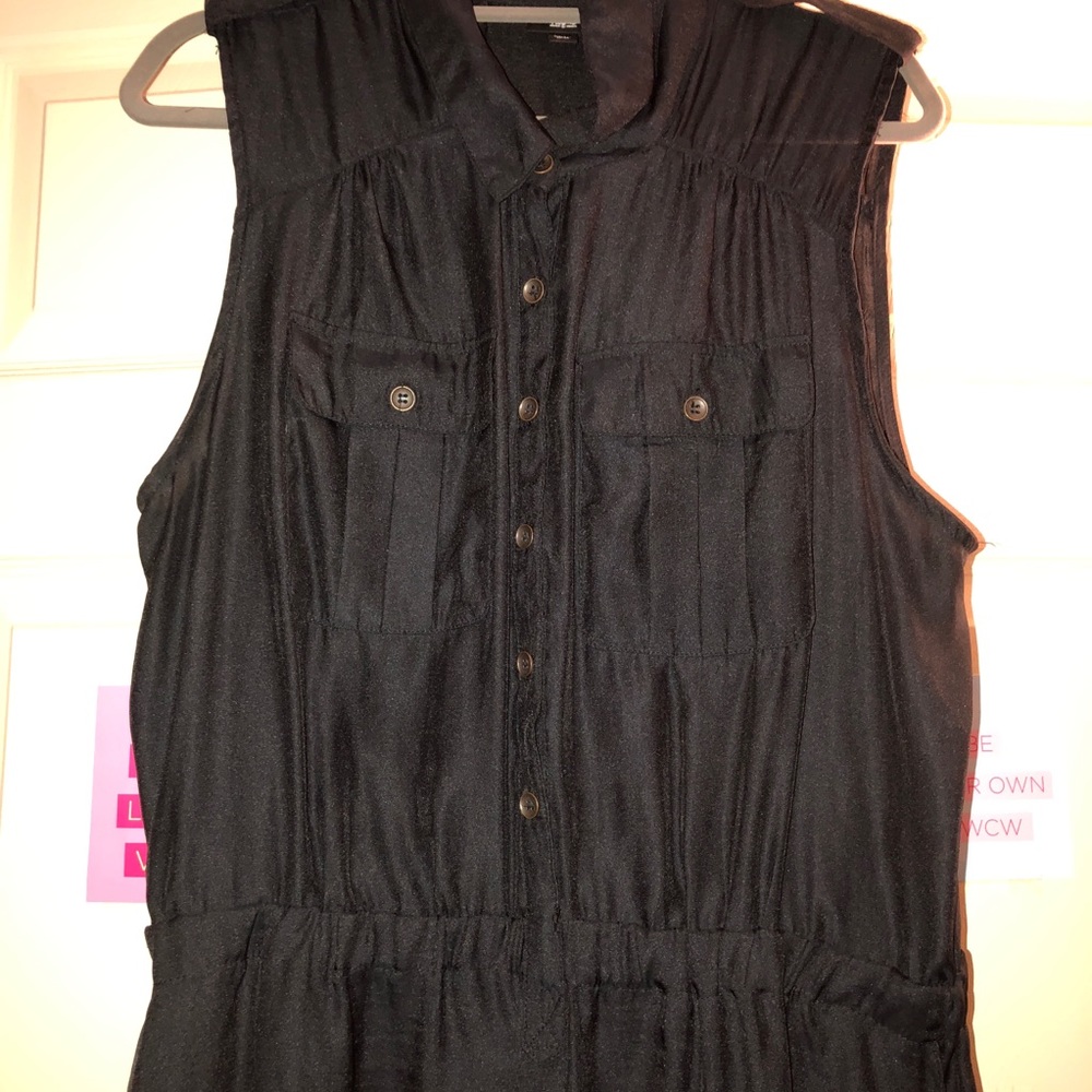 Black, Silky Textured, Dress + WITH POCKETS